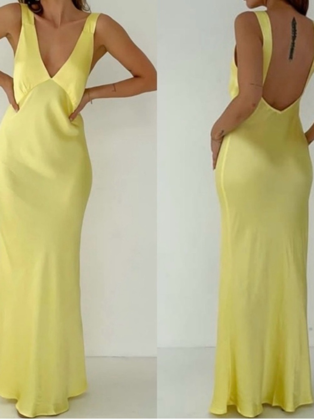 Rumored satin Yellow Maxi Dress SZ M